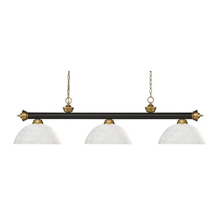 Z-Lite Riviera 3 Light Billiard Light, Bronze + Satin Gold & White Linen 200-3BRZ+SG-DWL14